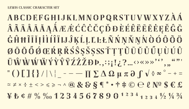 lewis jeu de caracteres glyph set